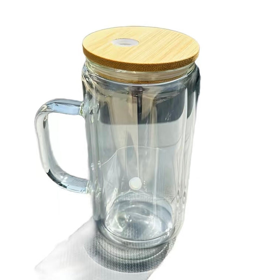 16oz Glass Snow Globe Tumbler With Handle